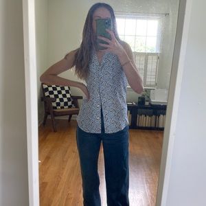 Floral Button Down Tank Blouse